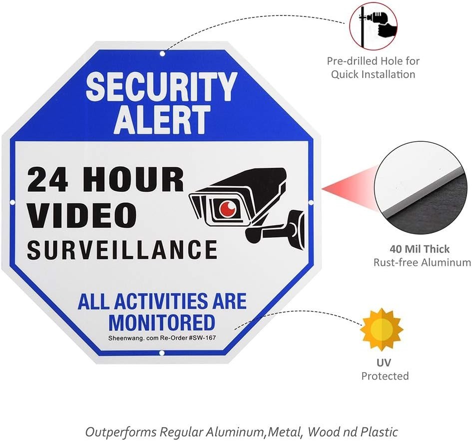 2-Pack 10x10 Video Surveillance Sign - Weatherproof Aluminum Security Warning