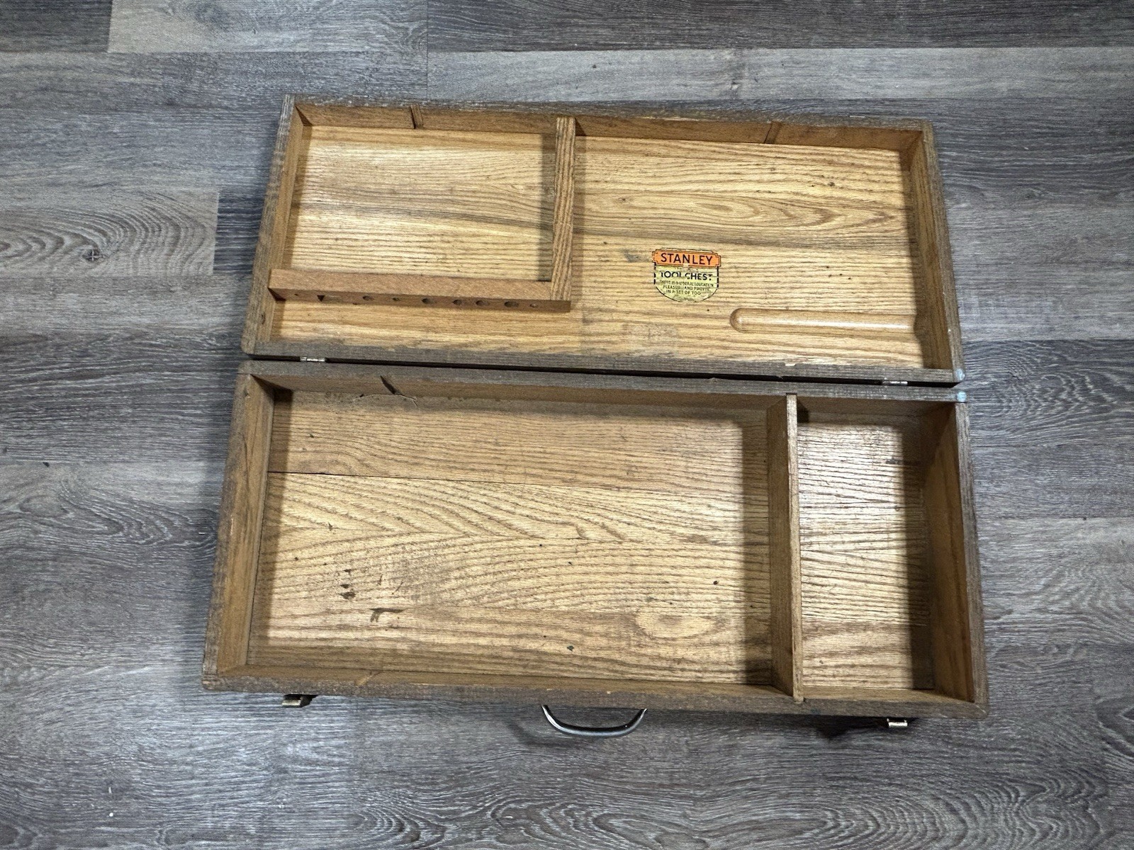 Antique Wood Stanley No. 907 Pr 902 Carpenter Tool Box 25 x 11 x 5 DoveTail READ
