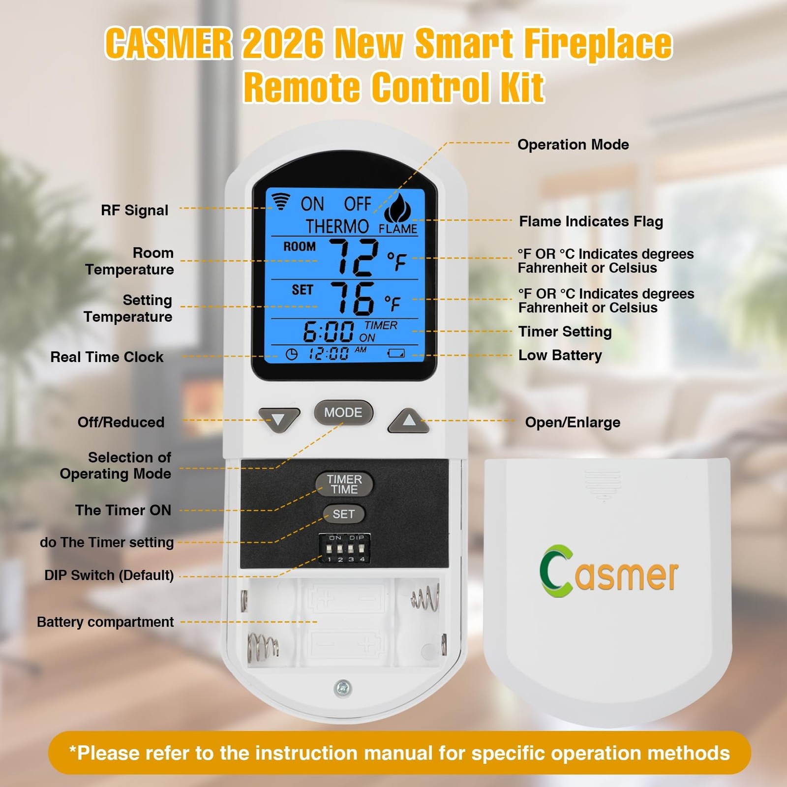 Universal Smart Fireplace Remote Control Kit, Fit skytech 1001-A,1001T/LCD-A,...