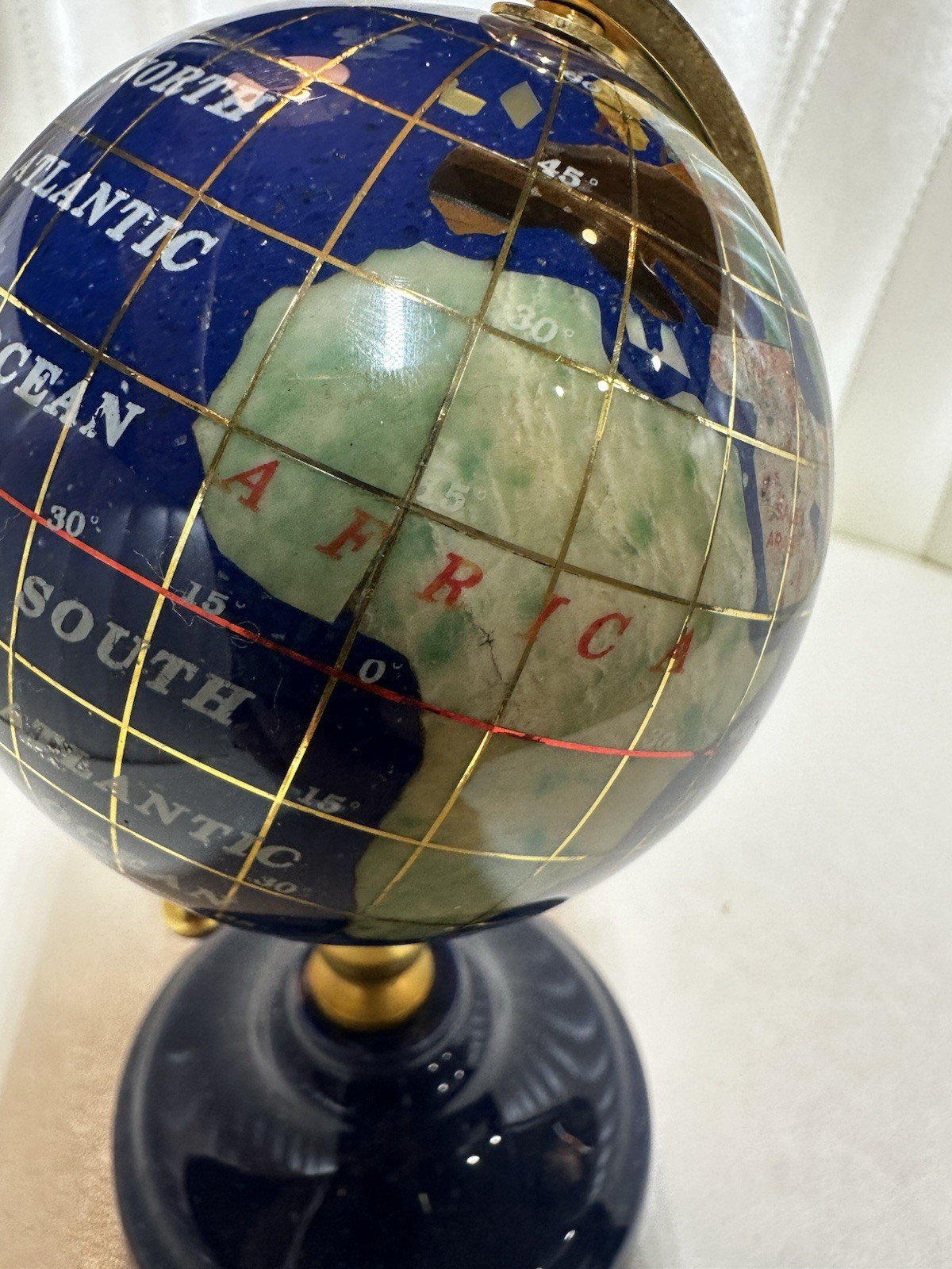 Lapis Lazuli Semi Precious Gemstone Inlay Globe Small 7”