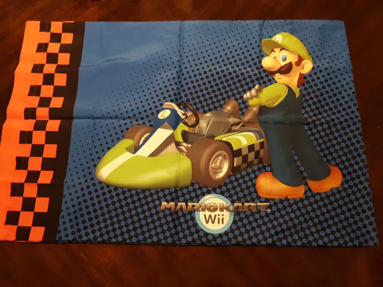 NINTENDO SUPER MARIO KART W/ LUIGI PILLOWCASE 2 SIDED