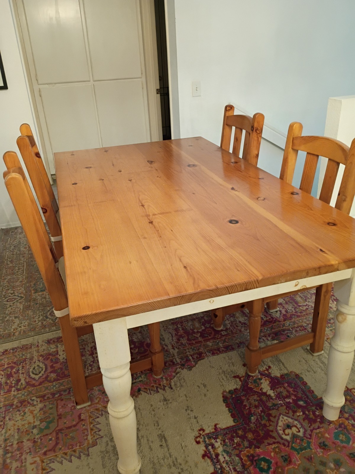 7-Piece Rectangular Wood Dining Table Set w/ 6 Chairs
