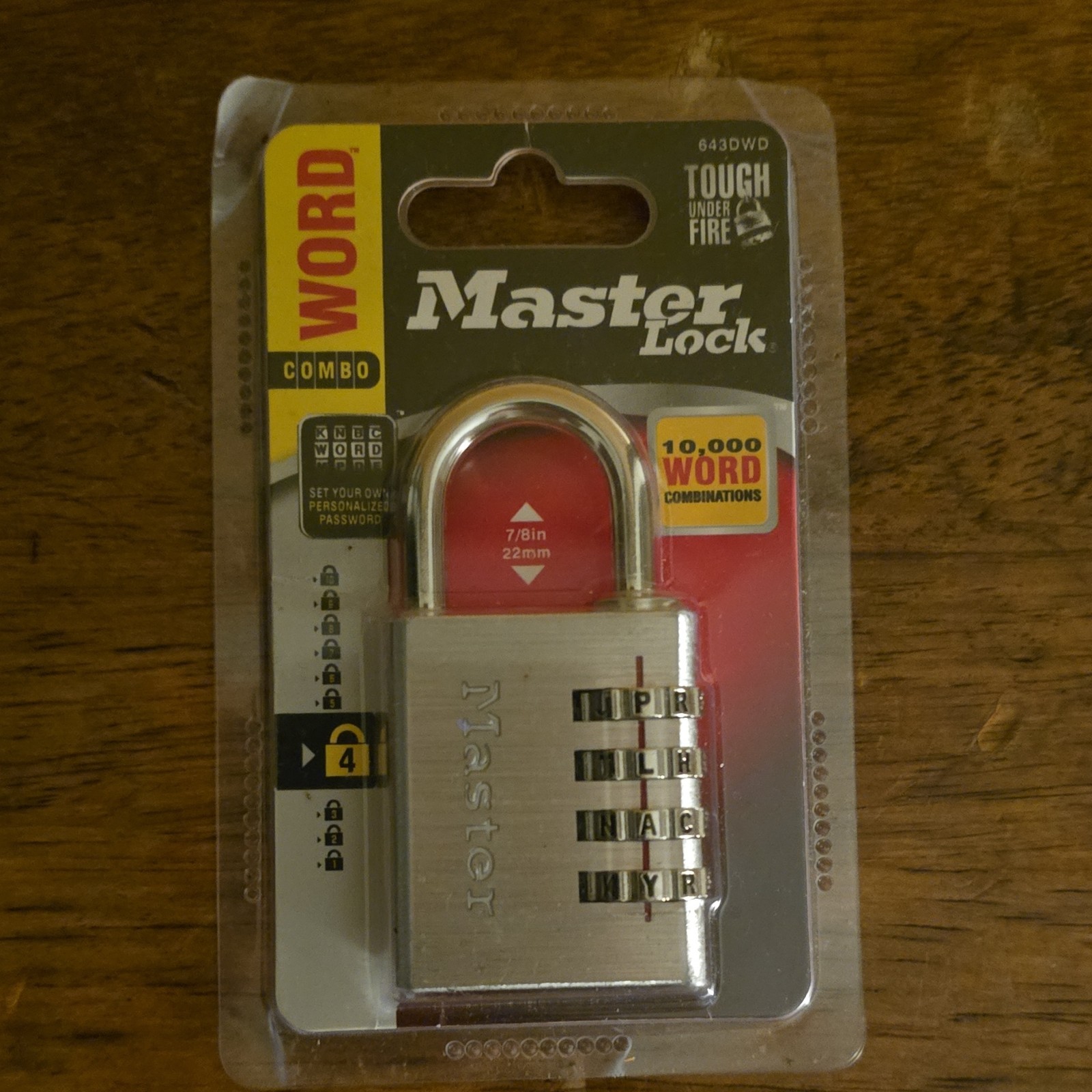 Master Lock 643DWD Resettable Combination Padlock Metal Body Steel Shackle 7/8in
