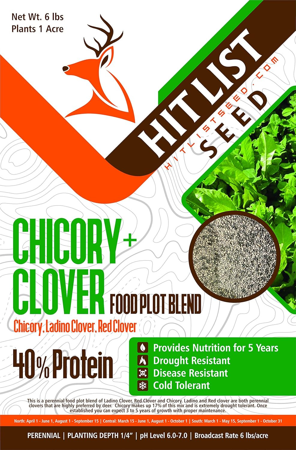 ® Chicory + Clover Food Plot Seeds for Deer [Perennial] - Deer Food Plot Seed Pe