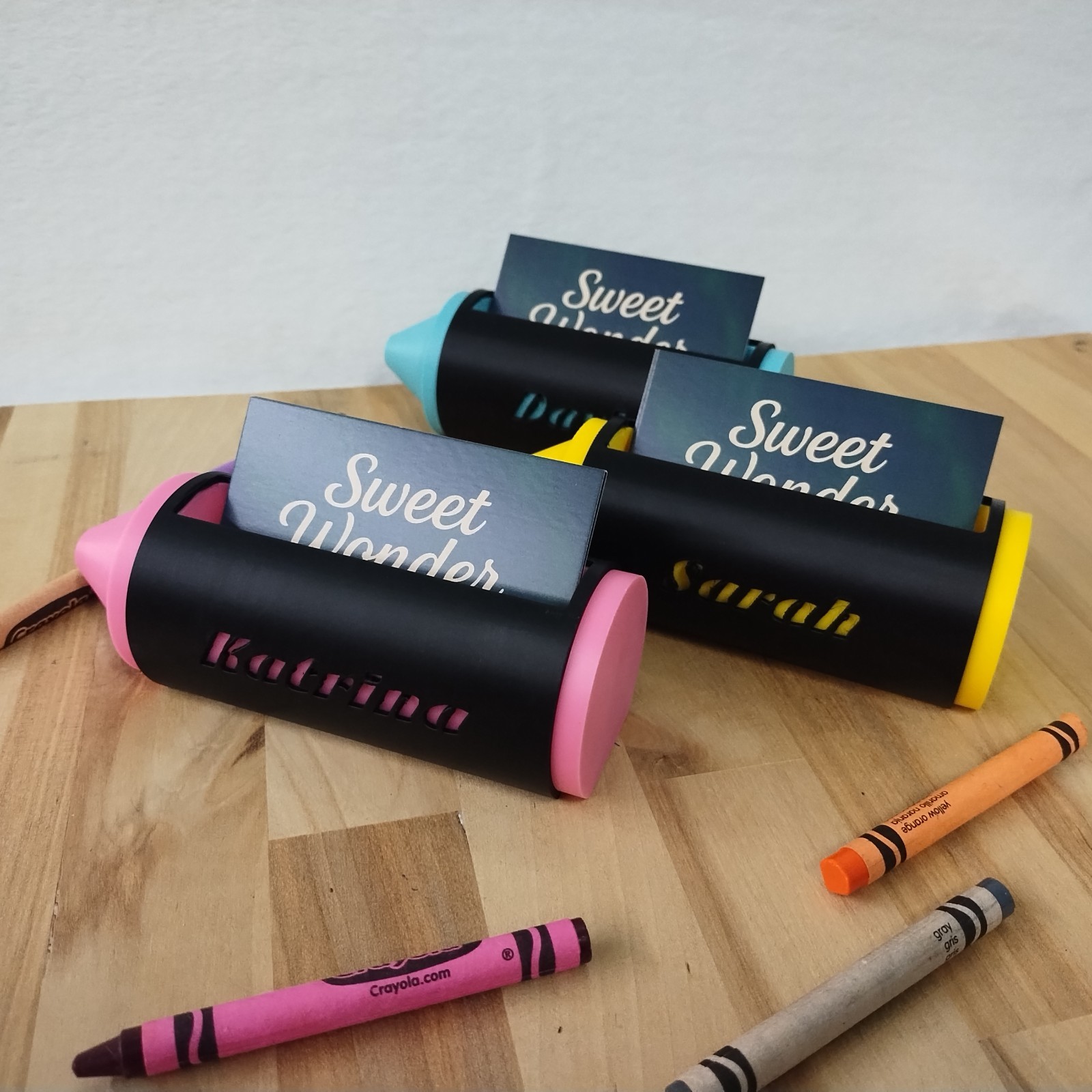 Personalized Crayon Business Card Holder | 3D Printed Teacher Gift