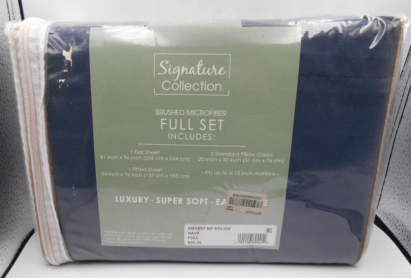 NEW SIGNATURE COLLECTION BRUSHED MICROFIBER FULL SET NAVY