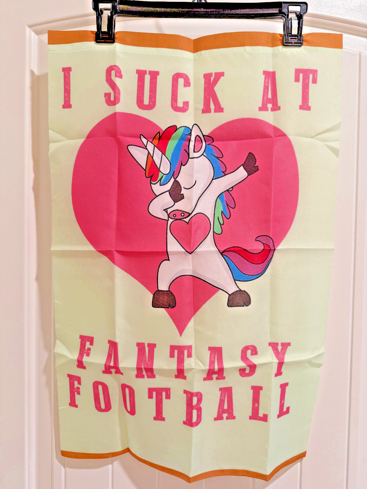 I Suck At Fantasy Football Flag (Rainbow Dabbing Unicorn)