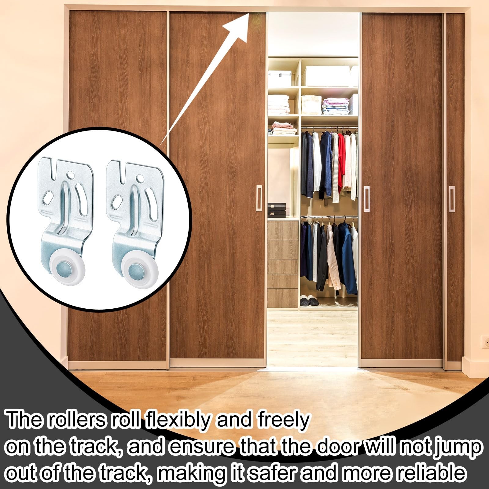 Blulu 4 Pcs Sliding Closet Door Roller Kit Silver