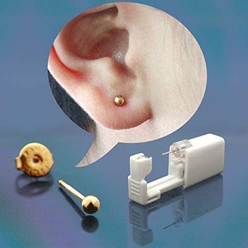 Ultimate Self Ear Piercing Tool Set - 2 Pack with Gold Studs & Alcohol Pads