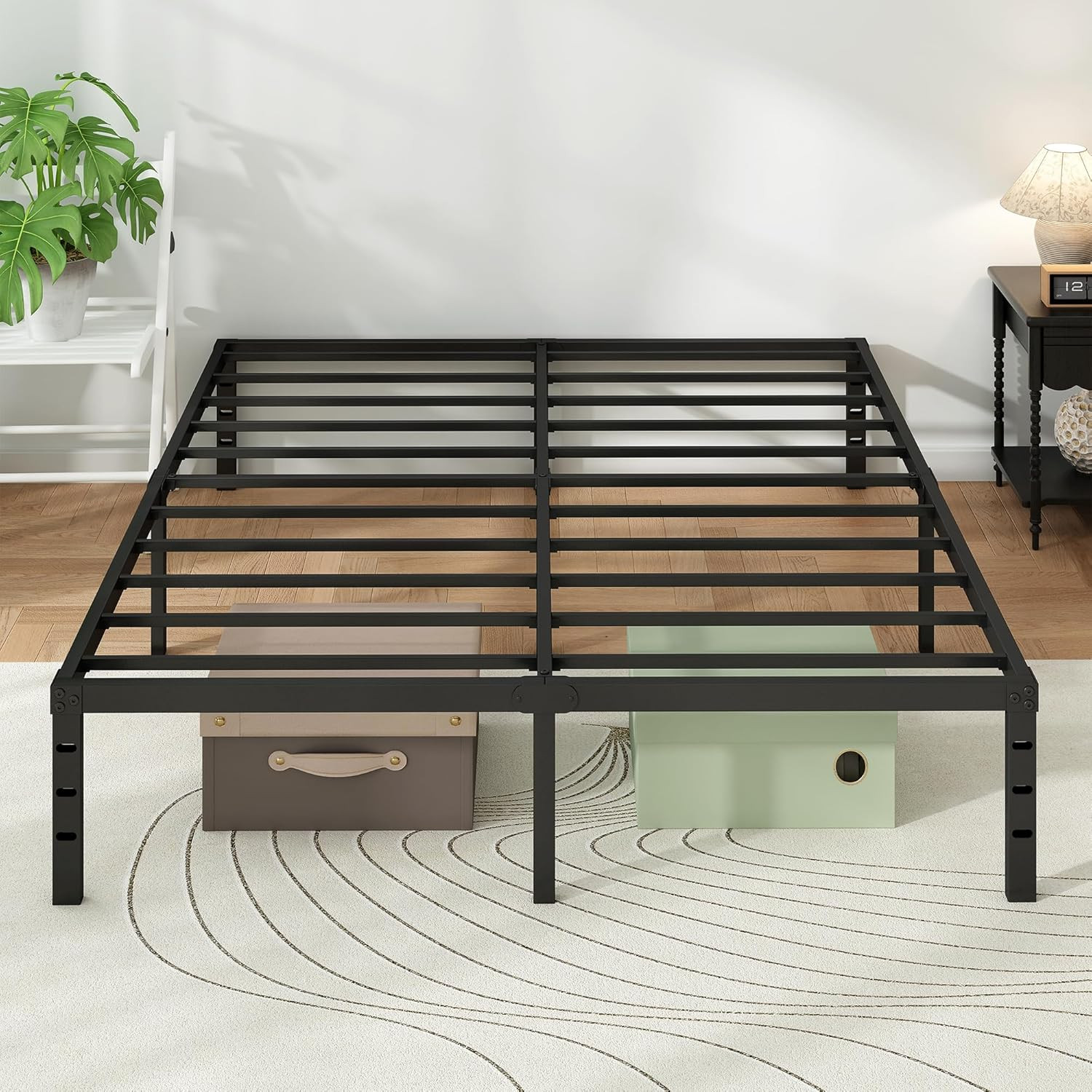 Metal Platform Bed Frame Queen Size, 18 Inch Height with Heavy Duty Steel Suppor