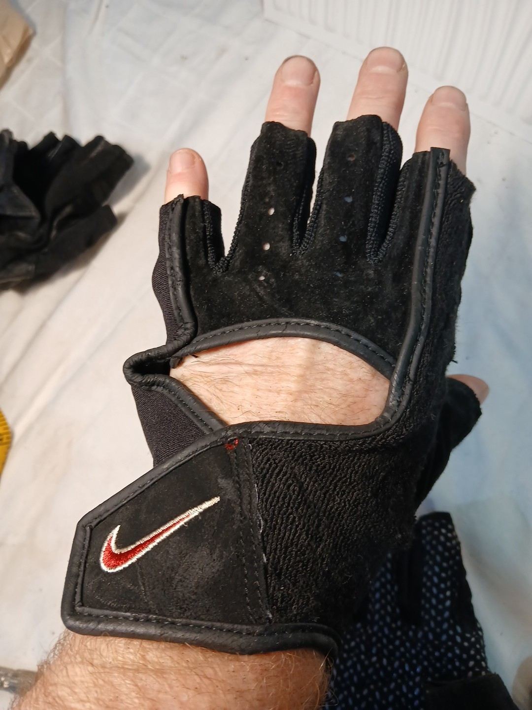 Vintage Nike Fingerless Weight Gloves-Black/Gray Fitness Cycling Lifting Large