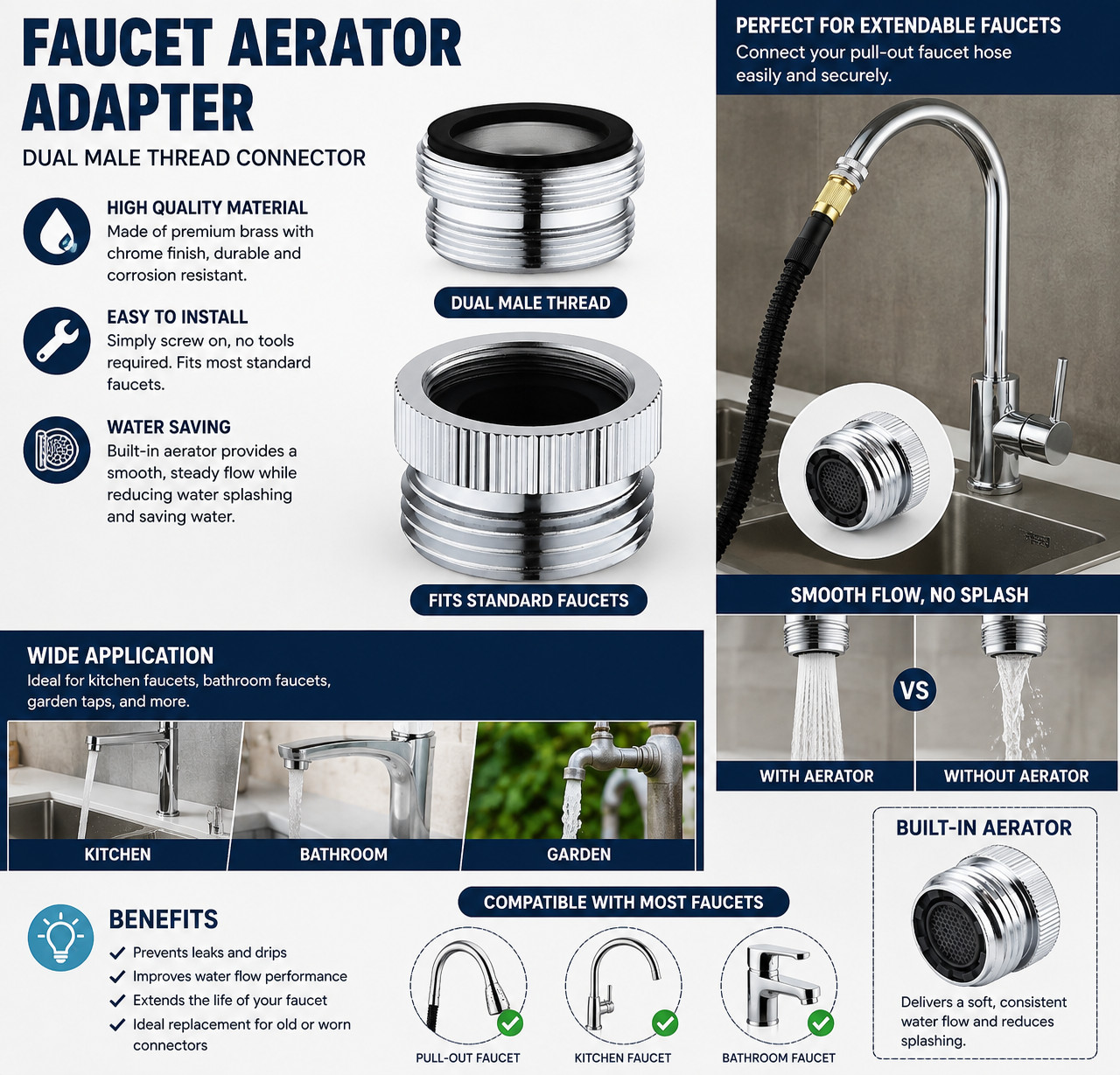 Faucet To Garden Hose Adapter With Aerator,Sink Faucet To Garden Hose Adapter Fo