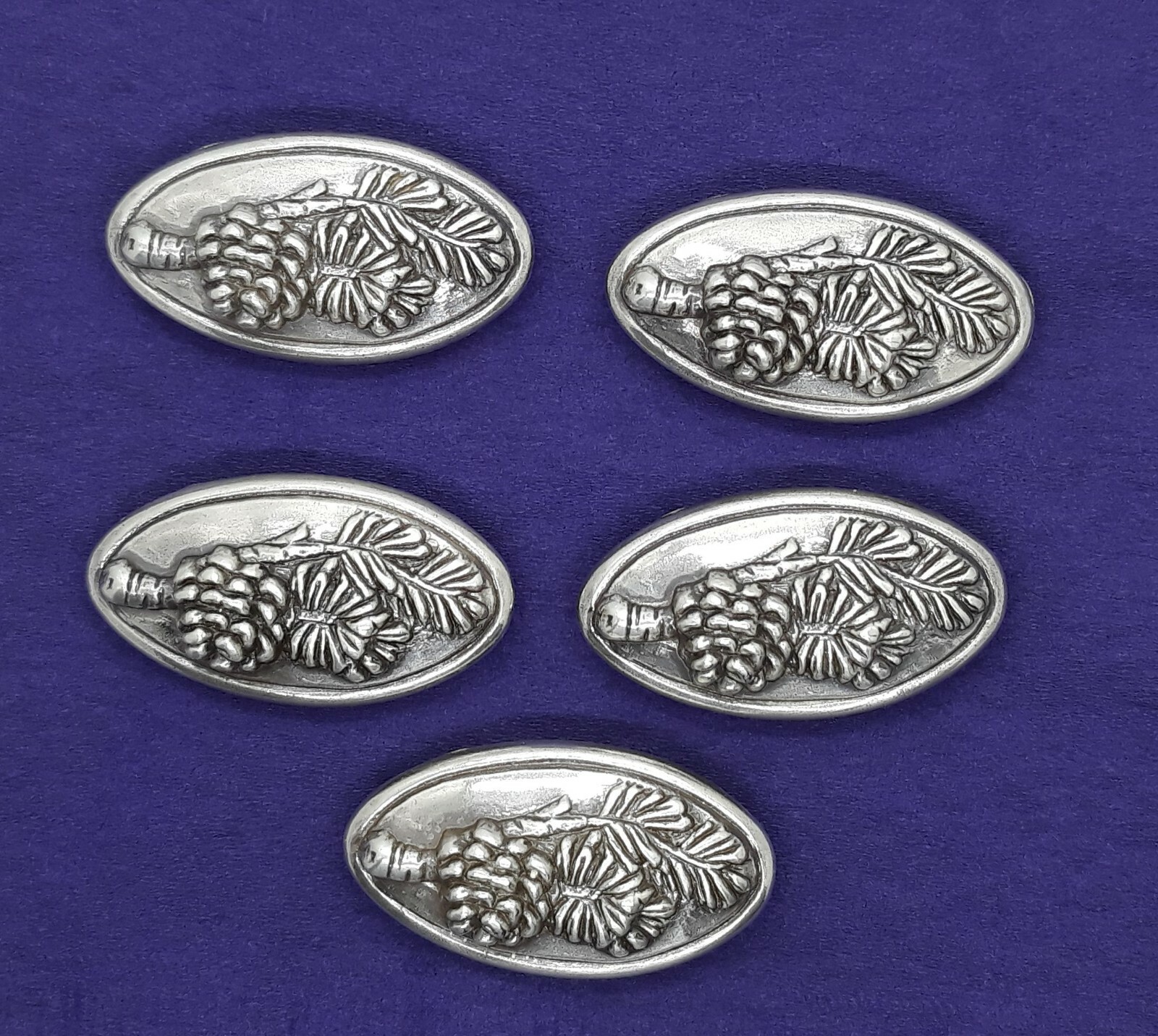 Pine Cone & Needles Antigue Silver - Metal Alloy Conchos 5 Count 1 3/4"x 7/8"