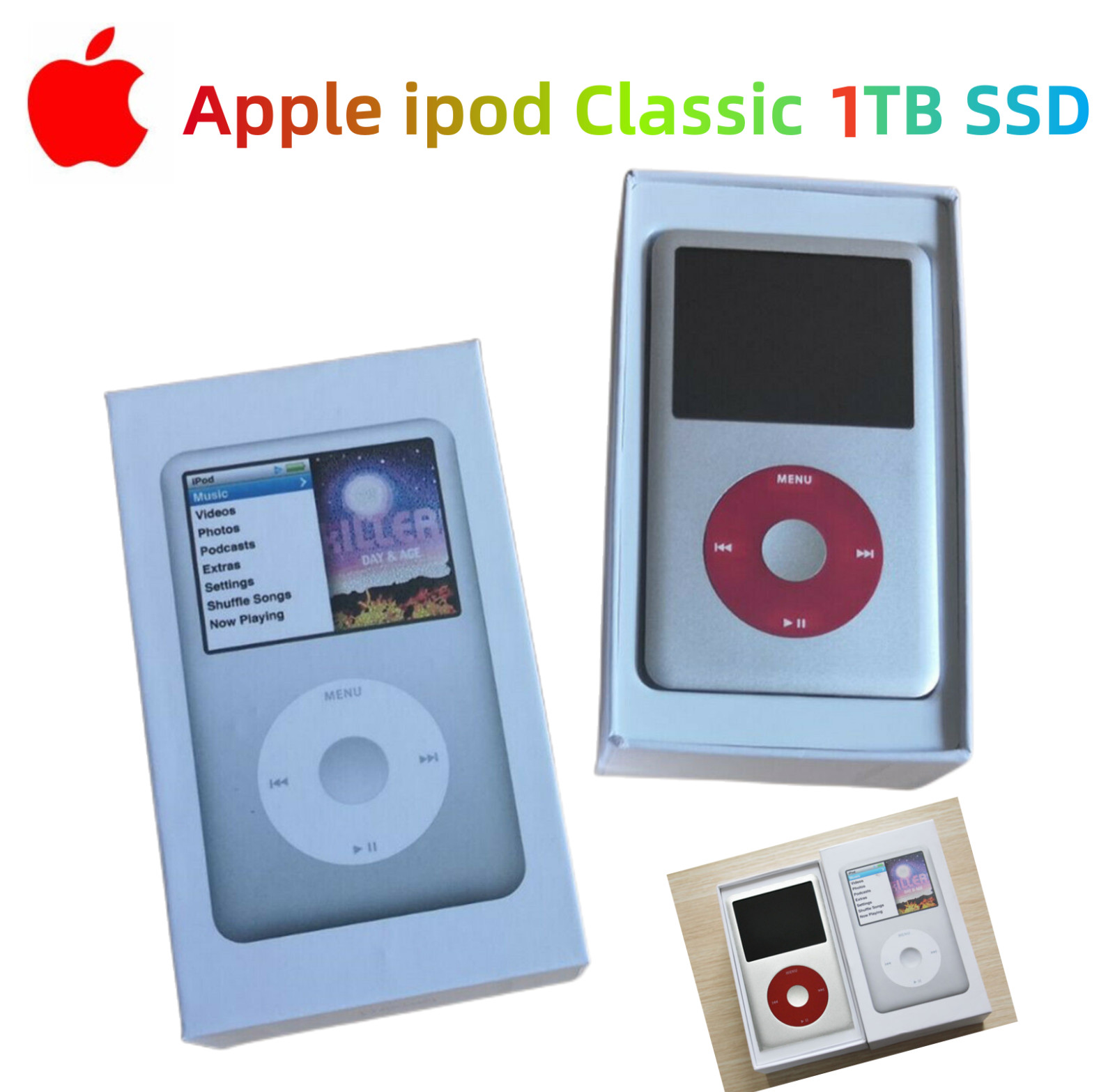 NEW Apple iPod Classic 7th Gen ( Silver & Red  ) 1TB SSD MP3 - Sealed Gifts