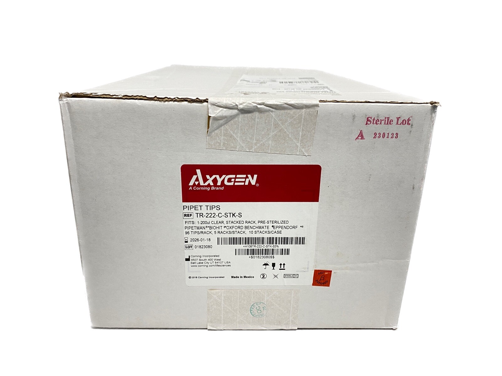 (4800/Cs) AXYGEN 200uL Clear Universal Stacked Rack Pipette Tips TR-222-C-STK-S