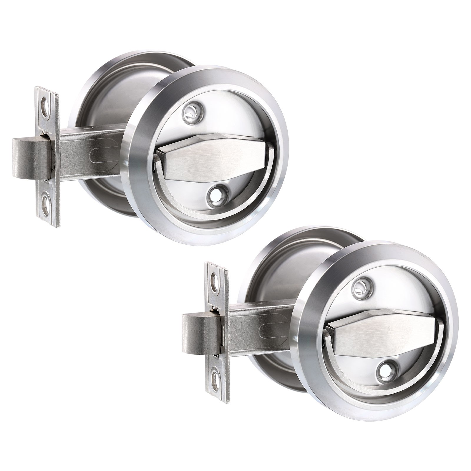 2Pcs Stainless Steel 304 Round Recessed Door Lock Hidden Cup Pulls Knob Silver