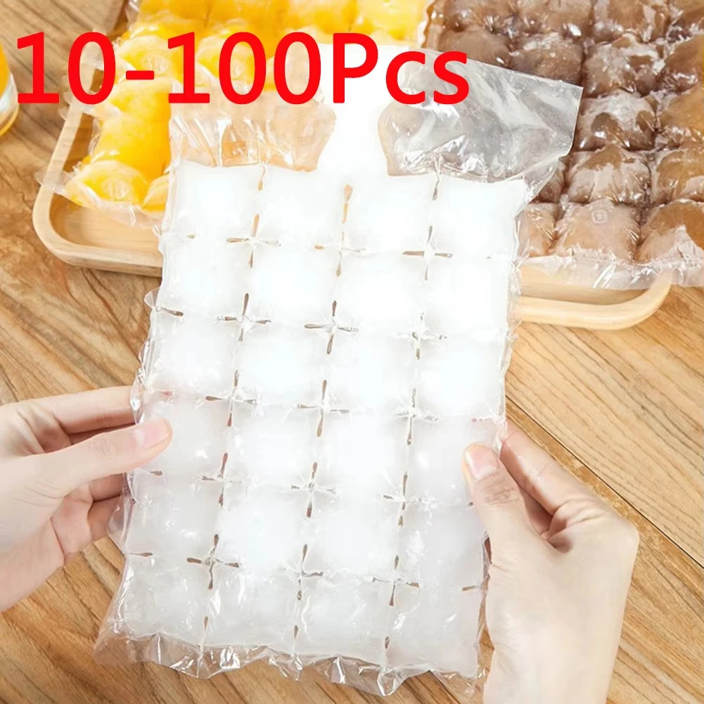 10-100Pcs/Pack Disposable Ice Bag Lattice Ice Cube Mold Bar Self-Sealing Ice Tra