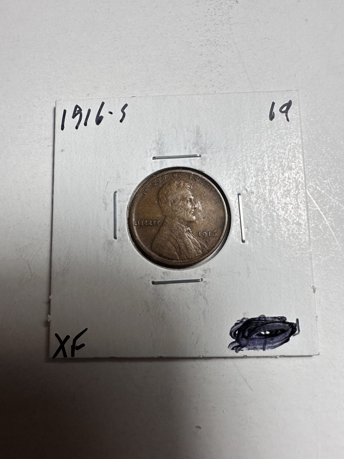 1916-S Extra Fine Lincoln wheat penny