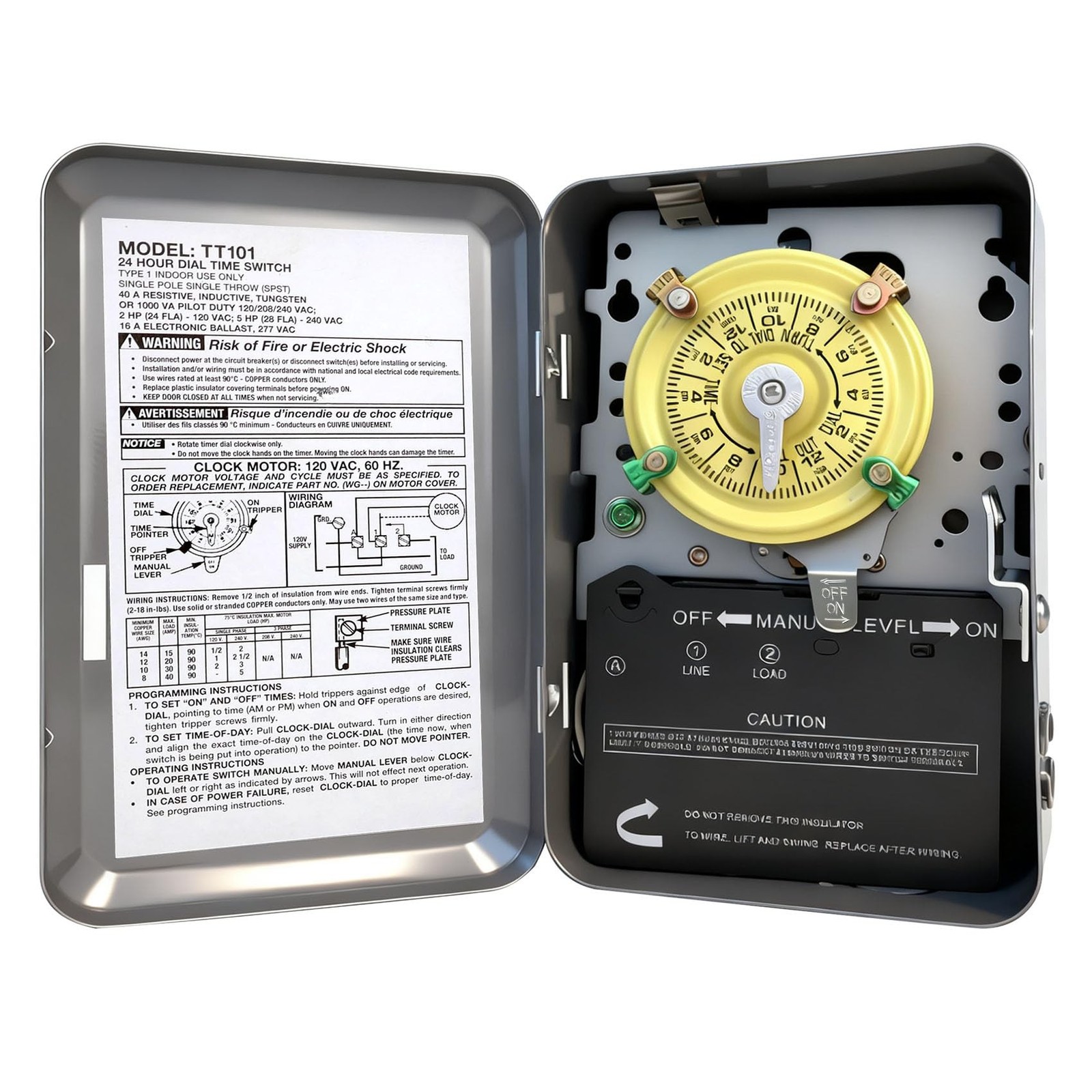 T101 Mechanical Timer Switch, T101 Pool Timer, 120V 2HP SPST 40A Time Switch,...