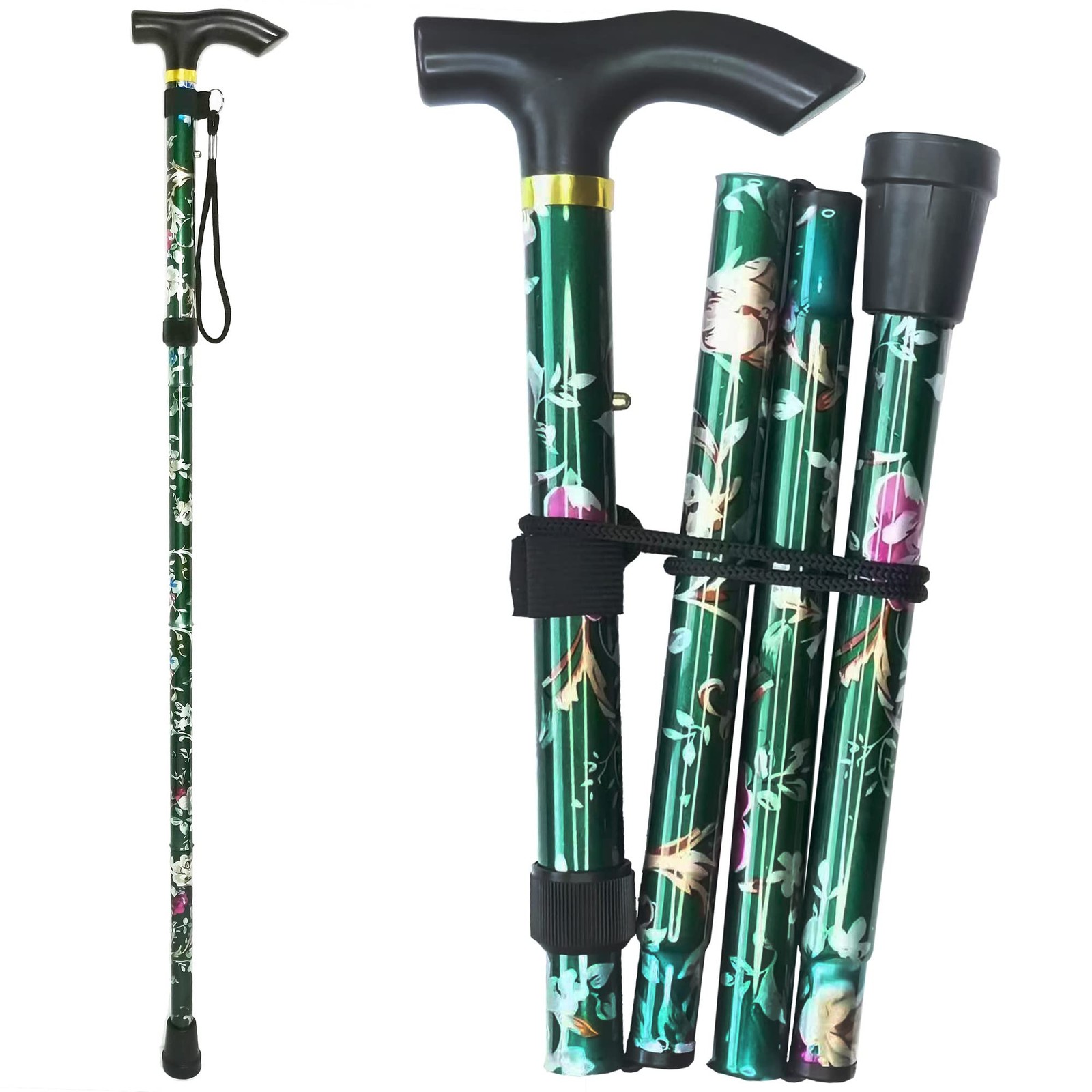 5-Level Adjustable Folding Walking Cane Foldable Walking Stick for Men Women