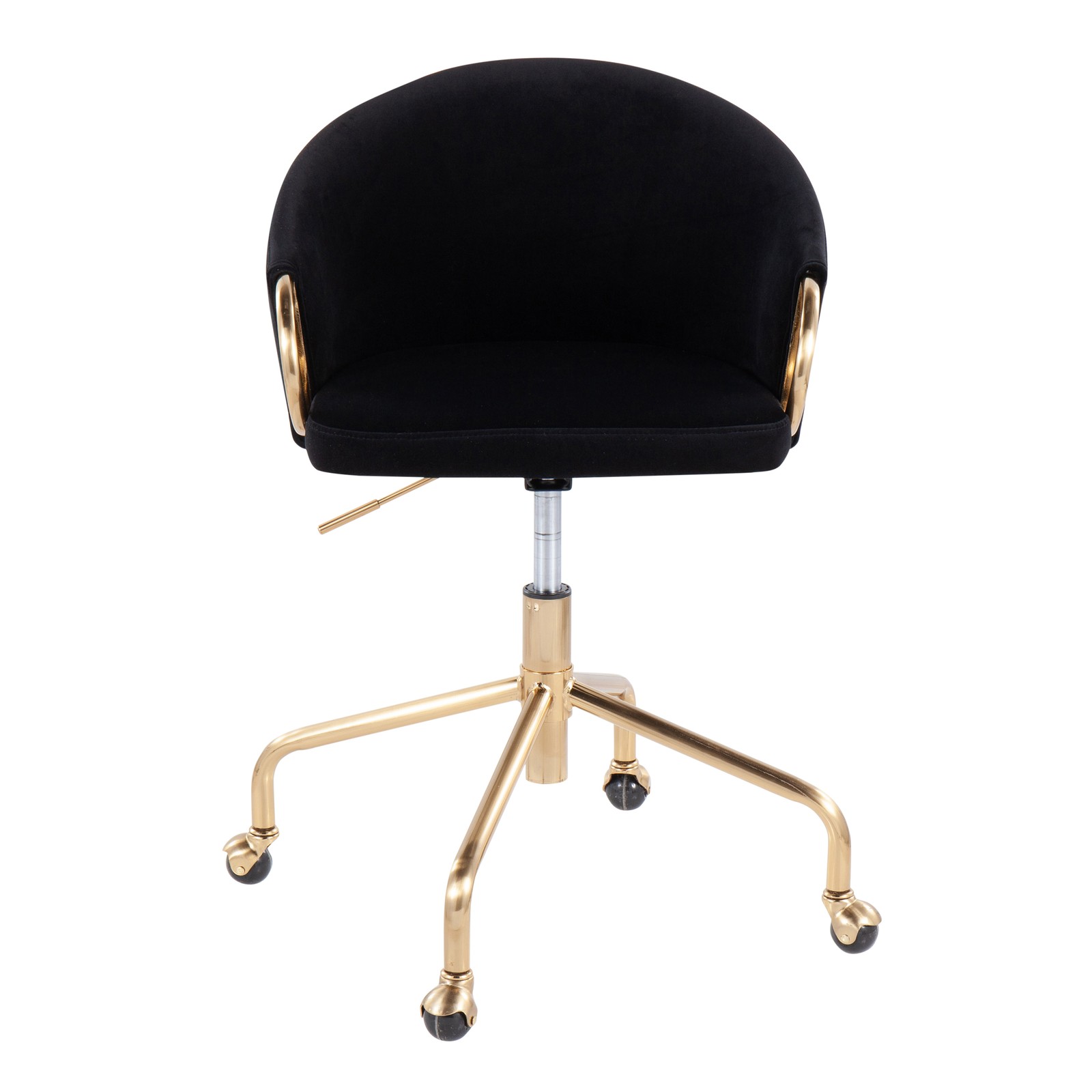 Gold Metal & Black Velvet Adjustable Height Swivel Task Chair
