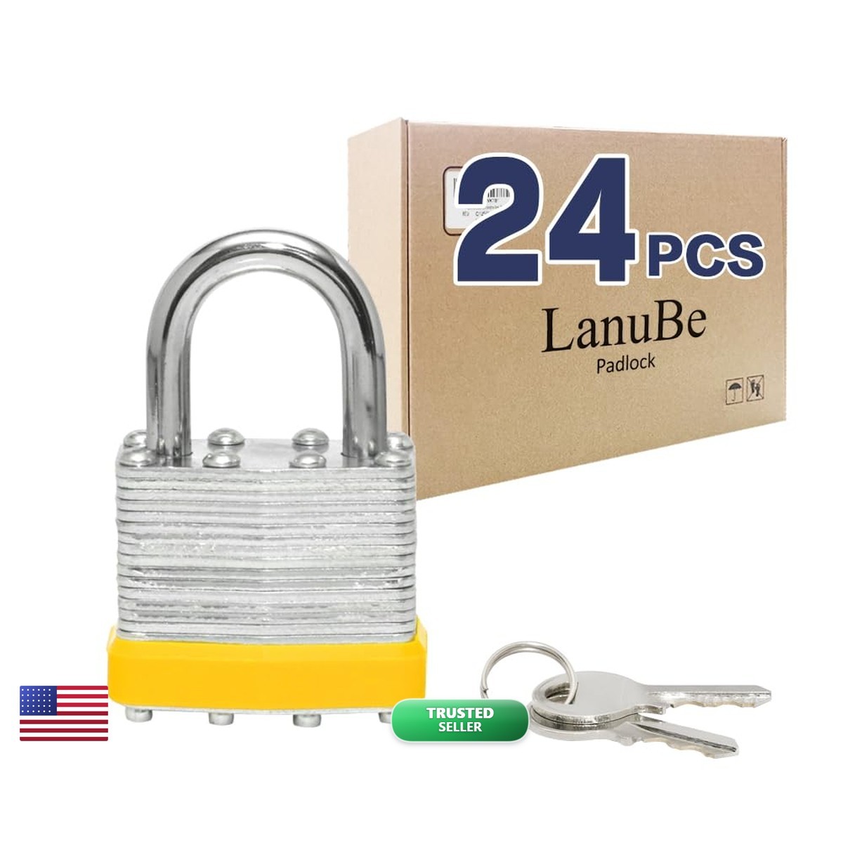 Lanube Lock Laminated Keyed Padlock 1-9/16 40Mm Keyed Alike Locks Normal