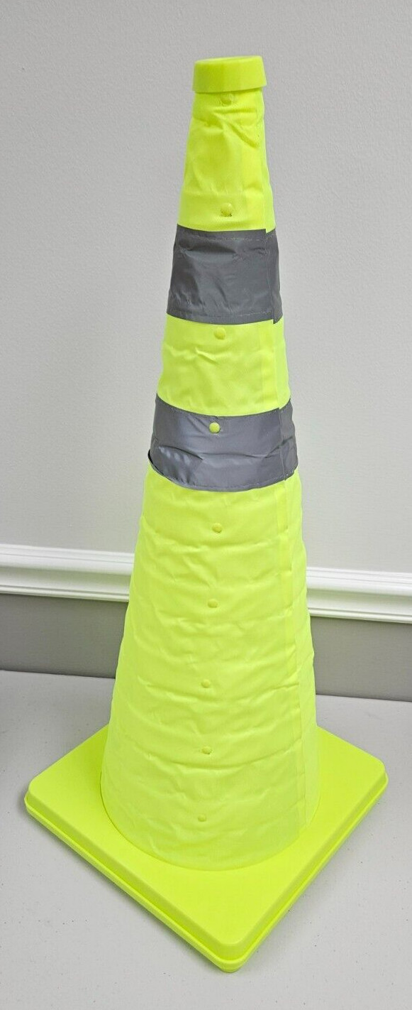 28 Inch Collapsible Foldable Safety Traffic Cone Lime Green Pop-Up Yellow 28"