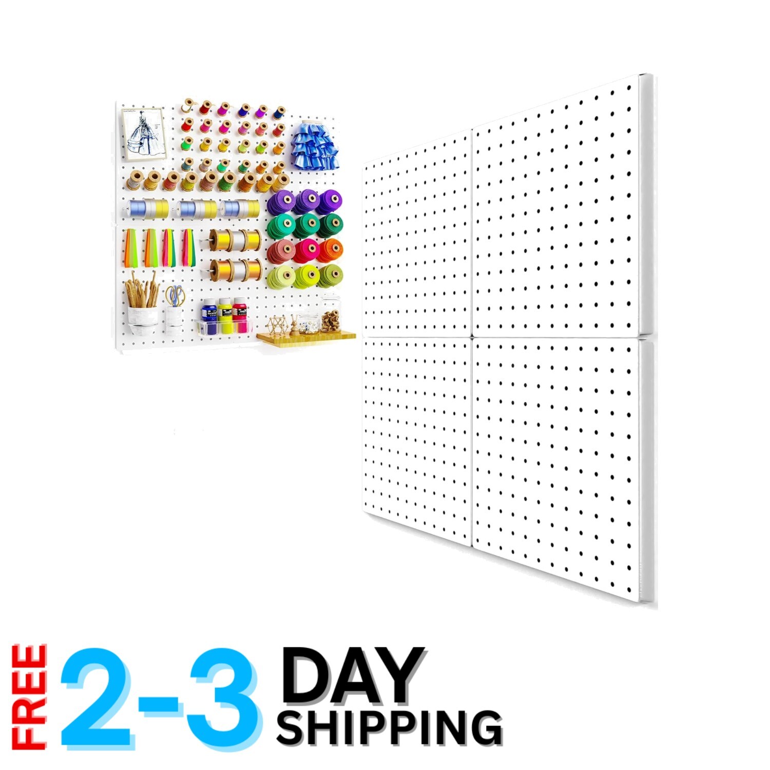 4PCS Heavy-Duty Metal Pegboard Wall Organizer - Rust-Resistant, White, 12"