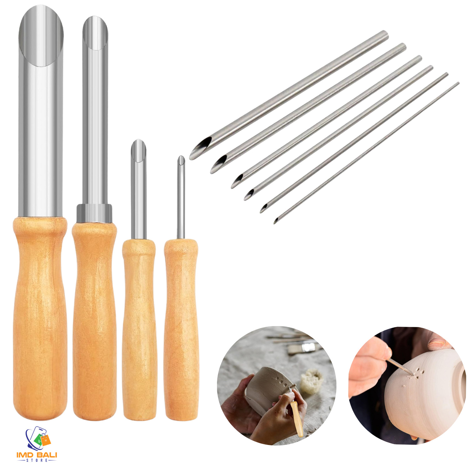Circular Clay Hole Cutters Carving Tools for Pottery and Sculpture 10 Pcs