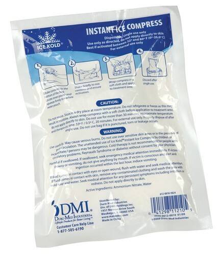 Duro-Med Industries 2480A Ice Kold Disposable Instant Cold Packs - Each 5"x9"