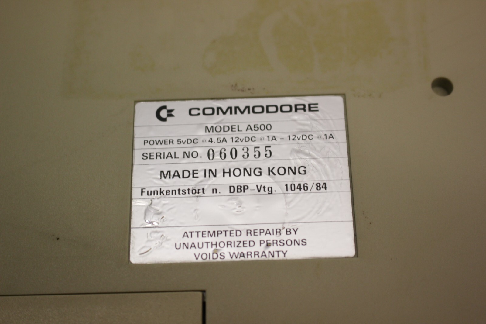 COMMODORE AMIGA A500 VINTAGE PERSONAL COMPUTER NO POWER SUPPLY
