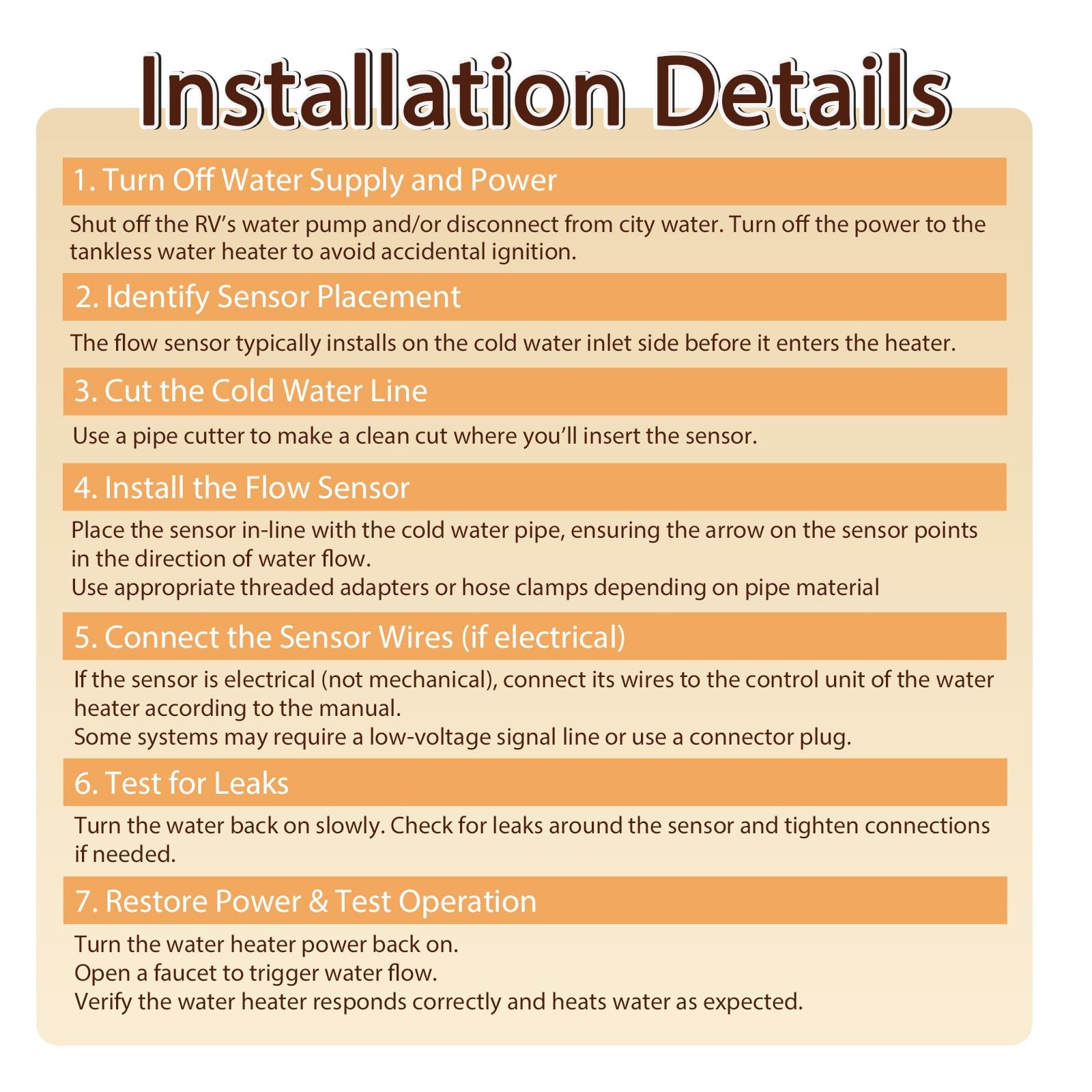 Water Flow Sensor Compatible with RV Tankless Heater