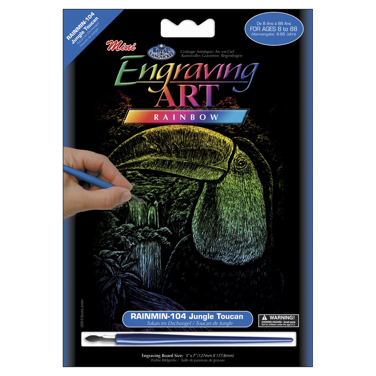 Rainbow Foil Engraving Art Mini Kit 5"X7" Jungle Toucan