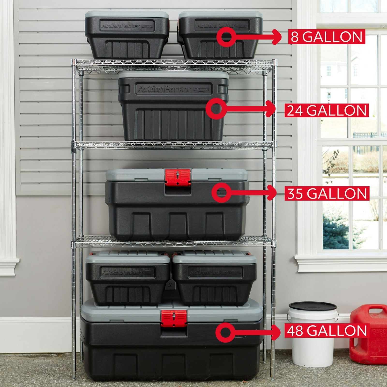Rubbermaid 8 Gallon Action Packer Storage Bin, Heavy Duty, Lockable - Black