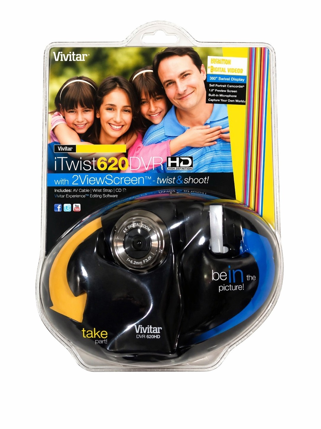Vivitar iTwist620 HD Digital Camcorder DVR620HD Flip Screen Selfie Camera New