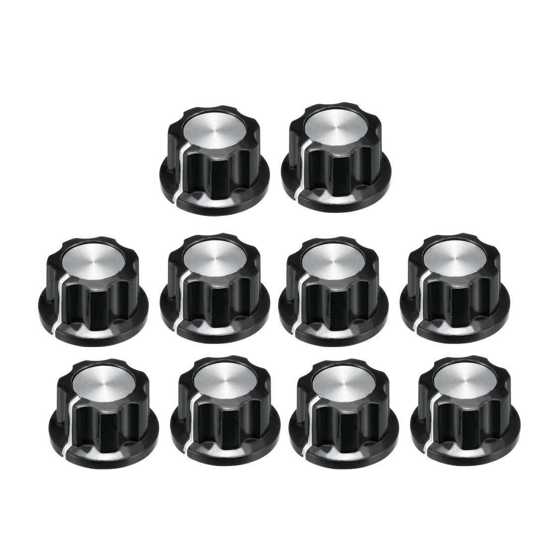 10Pcs 19.5x11.5mm Silver Tone Top Potentiometer Volume Control Rotary Knobs