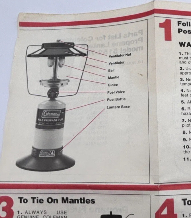 Vintage Coleman Lantern 5152-700 Instruction Manual Only Pamphlet Camping Cabin