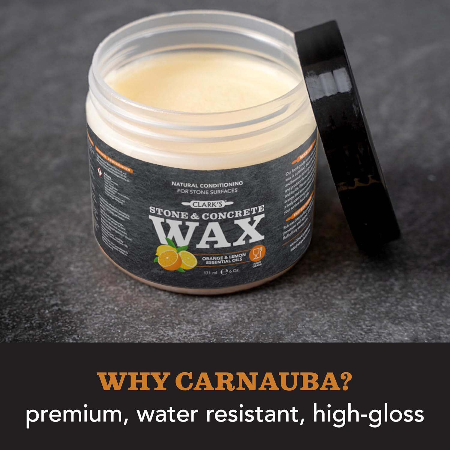 CLARK’S Stone and Concrete Wax - Soapstone Wax with Orange and Lemon Extracts -