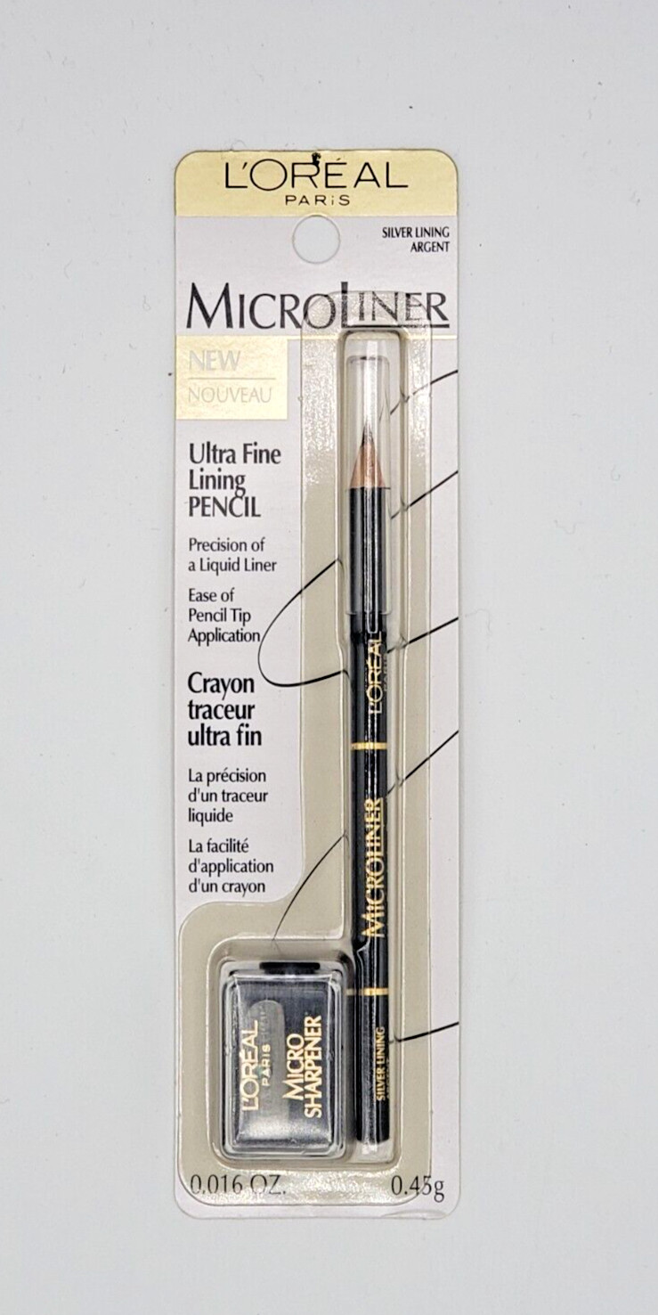 NEW L'OREAL MicroLiner Ultra Fine EYELINER PENCIL ~SILVER LINING ARGENT