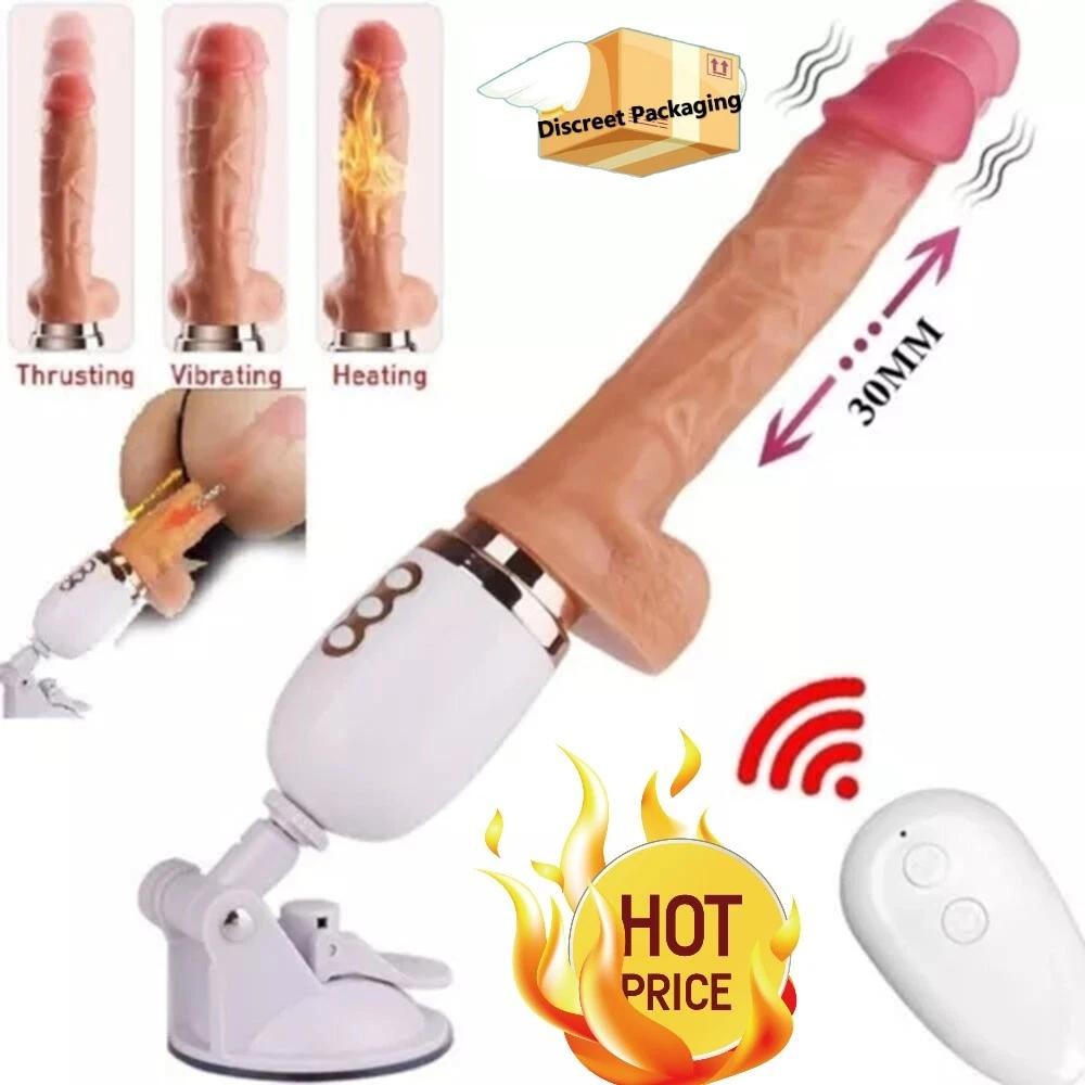 Heating Automatic 3 Thrusting Dildo Vibrator for Women Machine HandsFree Sex Toy
