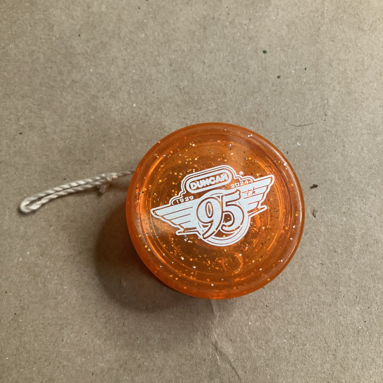 Duncan Butterfly Yo-Yo, Orange Glitter Transparent 2024 95th Anniversary MINT