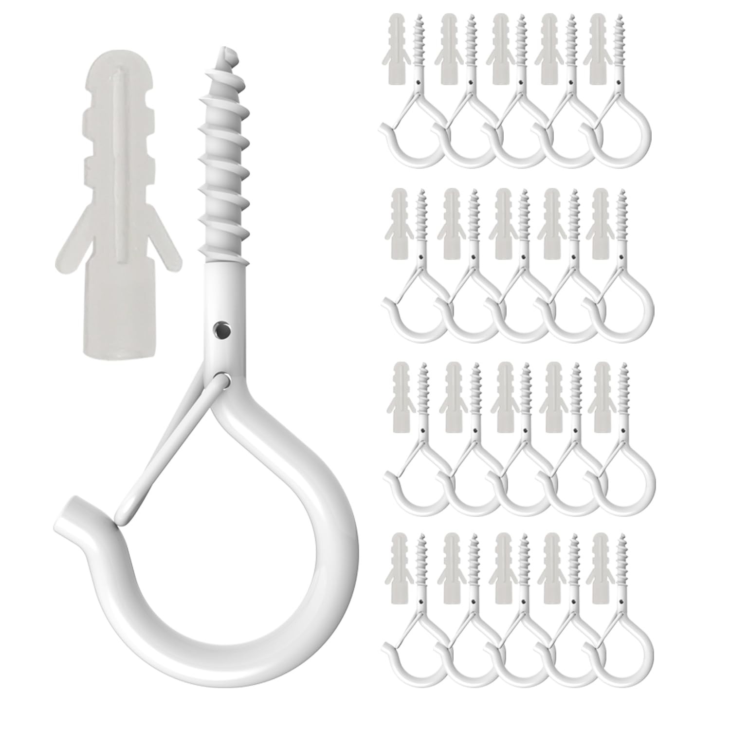 20 Pack Q Hanger Hooks with Safety Buckle, Rustproof Screw Hooks for Hanging ...