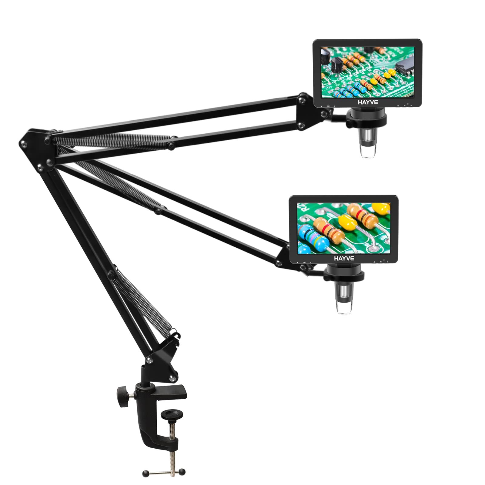 Microscope Arm Stand，Adjustable Metal Bracket with Clamp and Grommet Base，Coi...