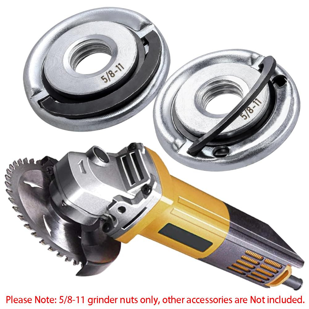 2Pcs Angle Grinder Flange Nuts with 5/8-11 Inch Thread, Quick Change Grinder Fla