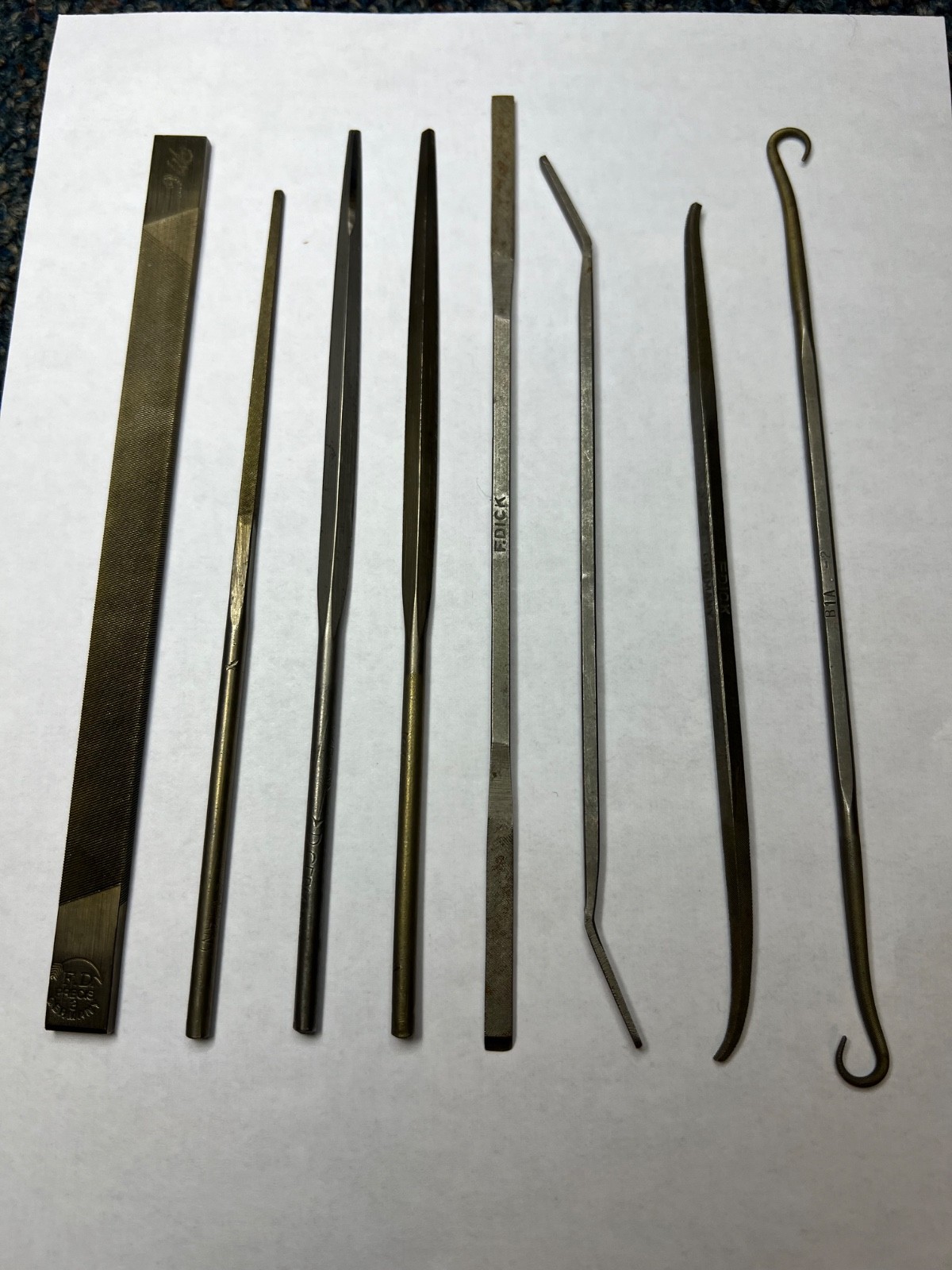 Vtg F. Dick jewelers files, lot of 8, Germany, good condition