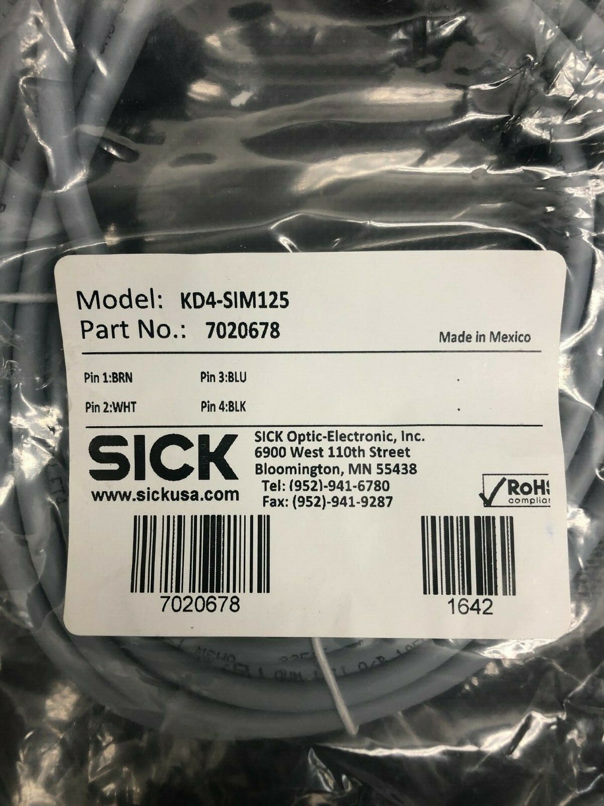 Sick KD4-SIM125, Part # 7020678 Cable