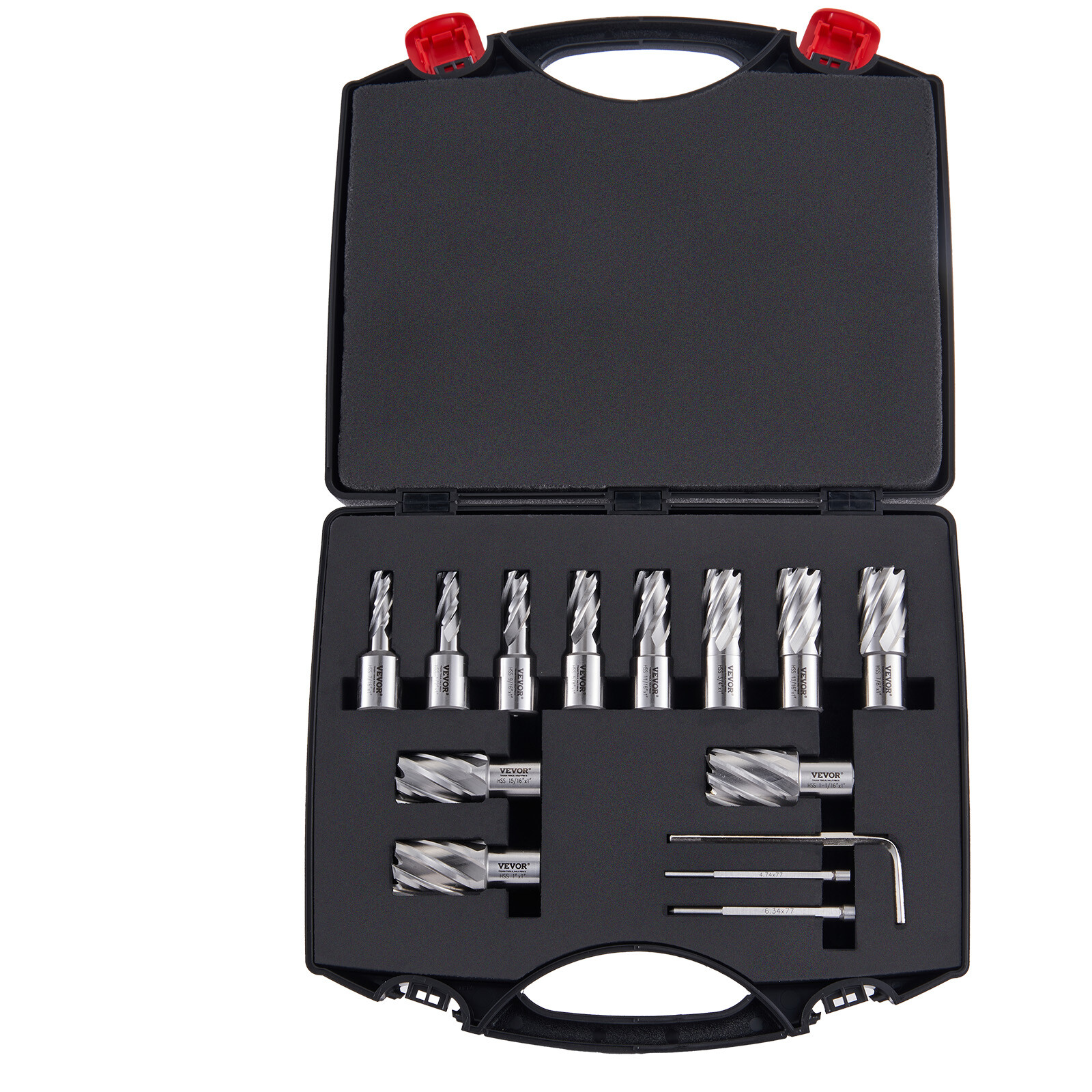 VEVOR Annular Cutter Set HSS Magnetic Drill Bits 13 PCS Weldon Shank 1" Depth