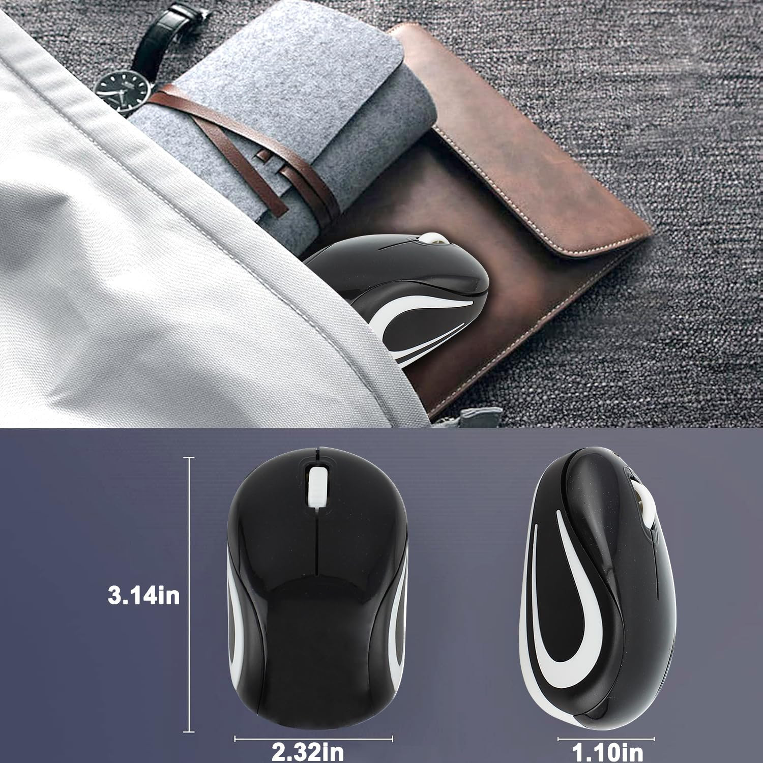 Wireless Cute Mini Computer Mouse - Small Size, Pocket Portable, Compact Travel