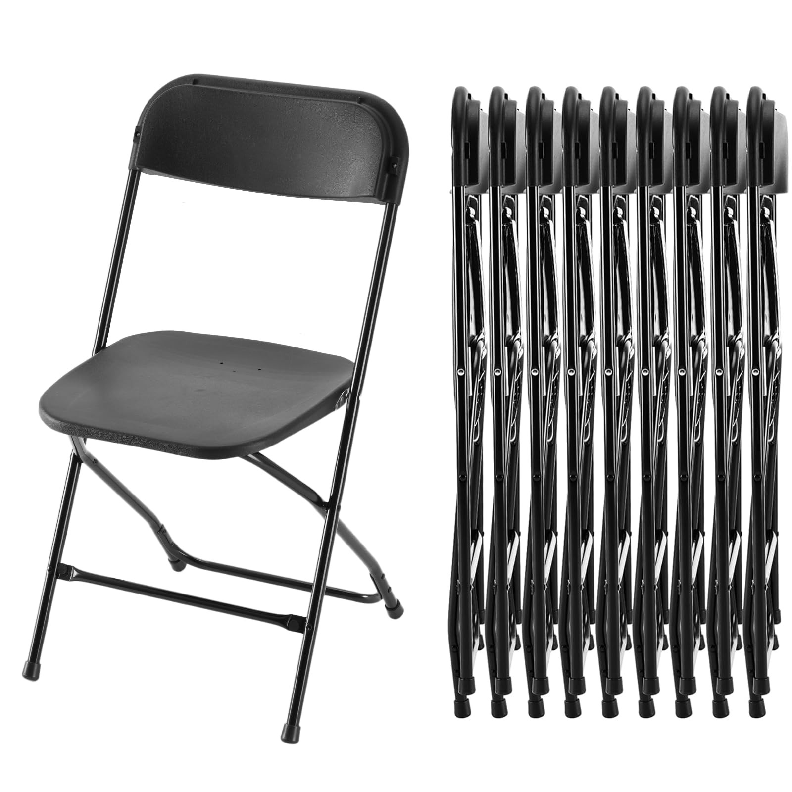 Foldable Black Plastic Chairs (10-Pack) – Versatile Indoors/Outdoors for Events