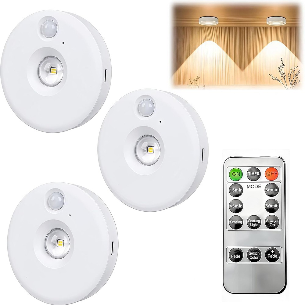 6PCS LED Motion Sensor Night Light USB Rechargeable for Cabinet Closet Stair